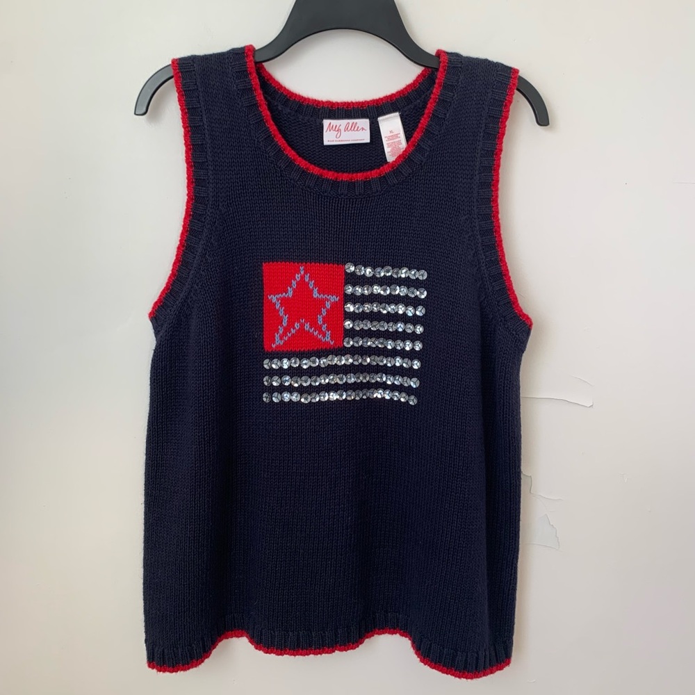 Vintage Meg Allen USA Flag Knit Vest